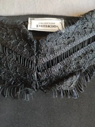 Blusa tirantes negra encaje Pinkie