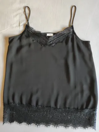 Blusa tirantes negra encaje Pinkie
