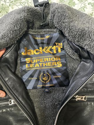 Chaqueta Cuero Jack1t Negra y Amarilla
