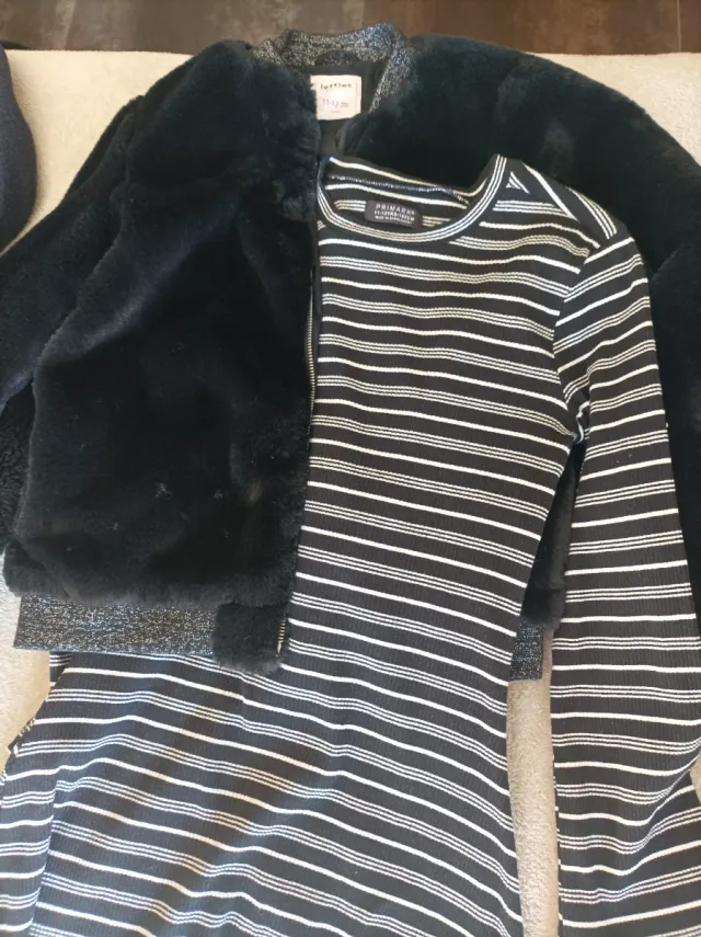 Vestido de punto  11-12y chaqueta de pelo calentit