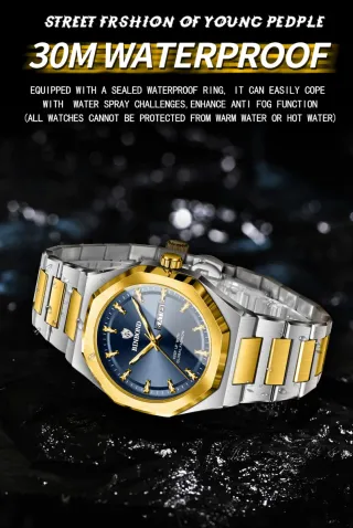 Reloj BINBOND Hombre Azul y Dorado
