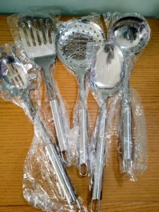 Set 5 Utensili Cucina Acciaio Inox