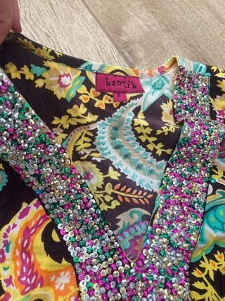 Vestido tipo caftán elástico estampado