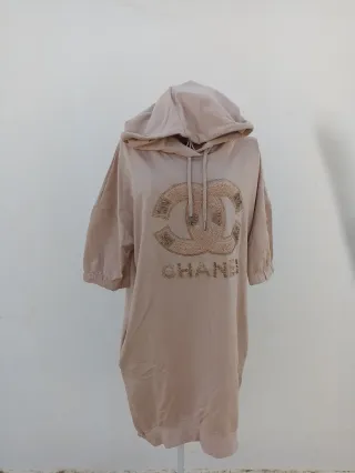 Vestido  estilo Sudadera Chanel Beige Talla Única