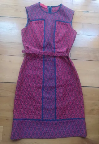 Vestido Carolina Herrera burdeos y zul oscuro