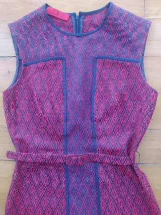 Vestido Carolina Herrera burdeos y zul oscuro