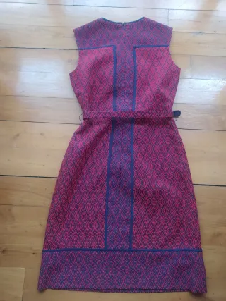 Vestido Carolina Herrera burdeos y zul oscuro