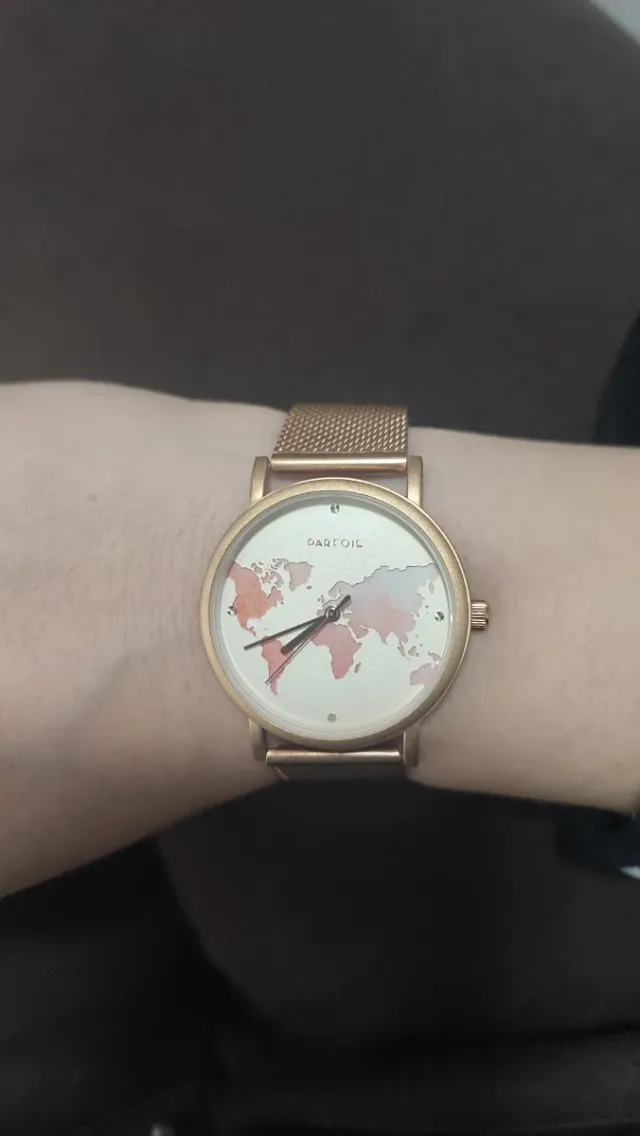 Reloj Parfoic Oro Multicolor Mapa Mundi