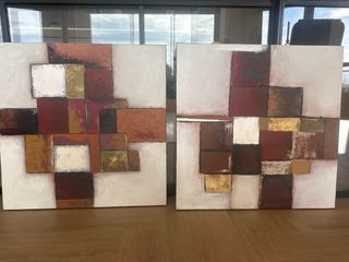 2 Quadri Moderni Marrone e Bianco