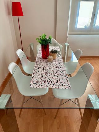 Tavolo da Pranzo in Cristallo e Metallo