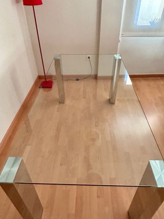 Tavolo da Pranzo in Cristallo e Metallo