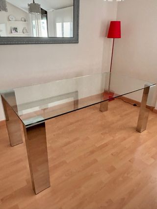Tavolo da Pranzo in Cristallo e Metallo