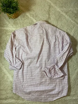 Camisa de cuadros rosa y blanca Talla L