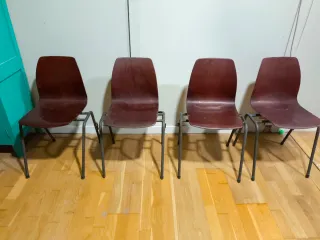 4 Sedie Vintage Flötotto in Legno e Metallo Originali