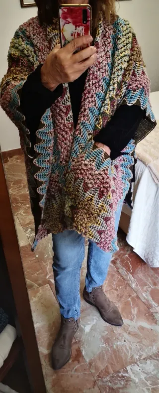 Poncho de Lana Multicolor Talla Única