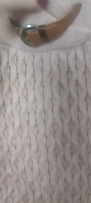 Poncho de punto beige/rosa talla única