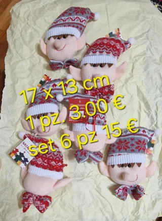 Set 6 Decorazioni Albero Natale Elfo 17x13cm