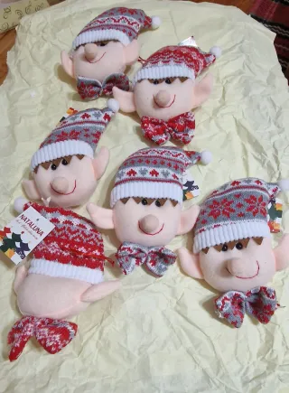 Set 6 Decorazioni Albero Natale Elfo 17x13cm