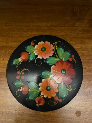 Scatola legno vintage dipinta a mano