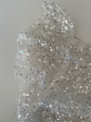 Top fiesta lentejuelas Zara plateado semi traspare