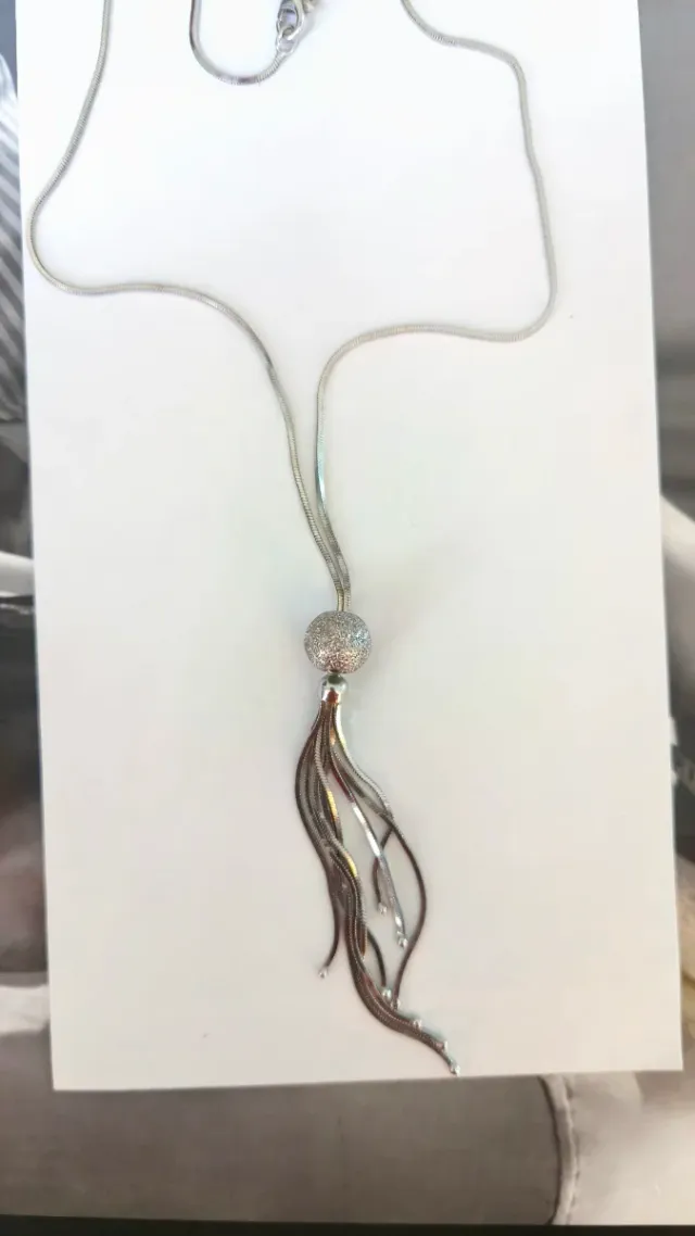 Collana vintage argento serpente sfera nappe