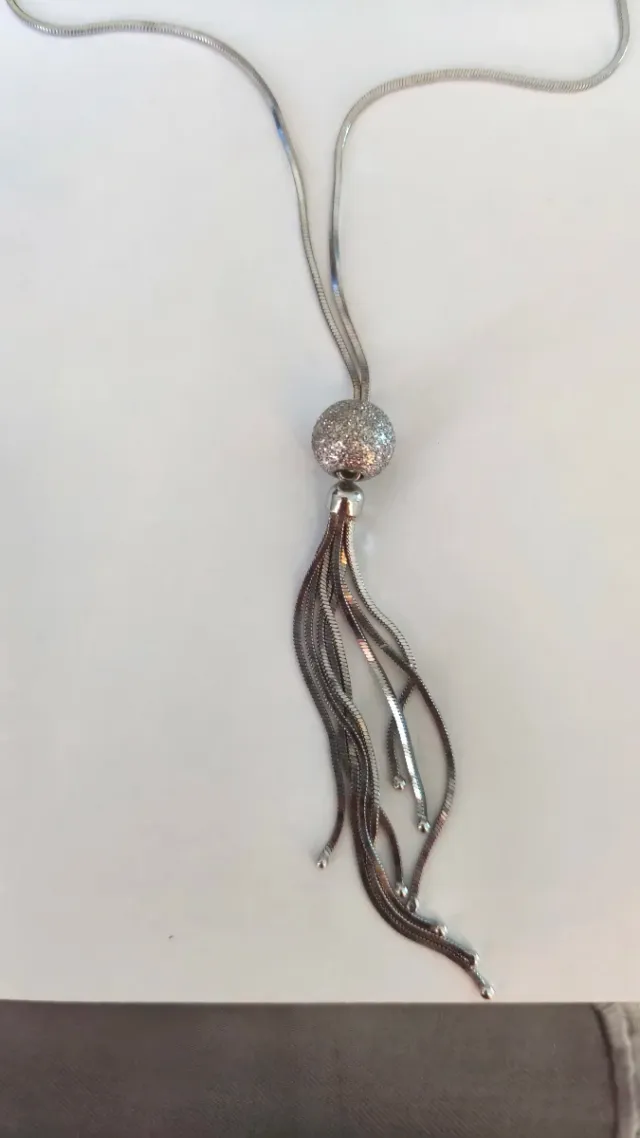 Collana vintage argento serpente sfera nappe