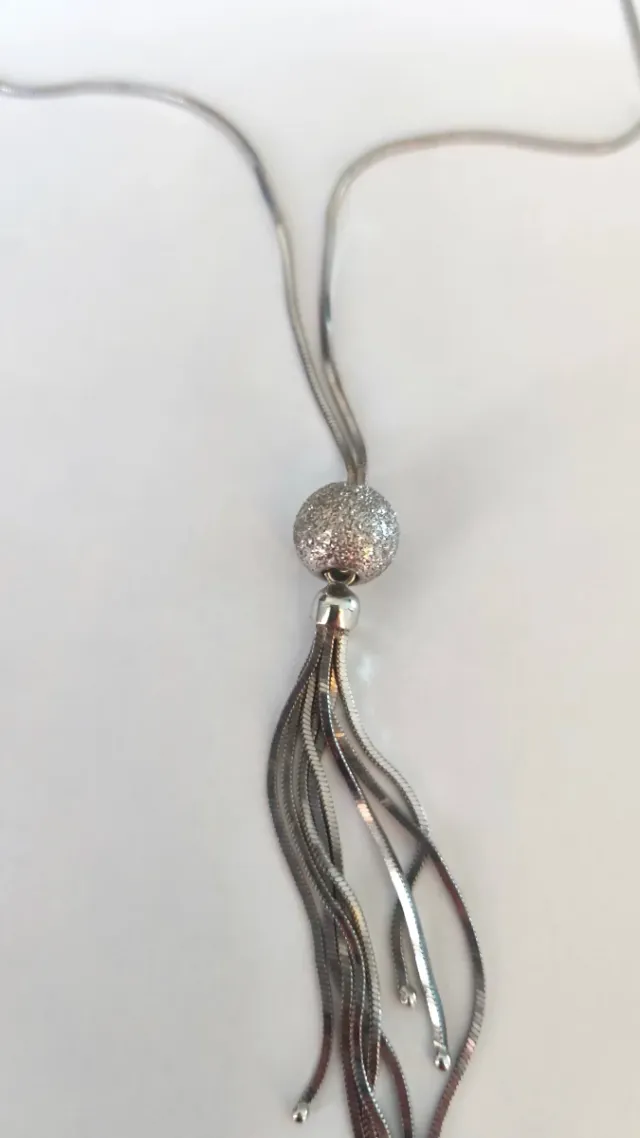 Collana vintage argento serpente sfera nappe