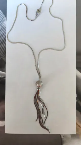 Collana vintage argento serpente sfera nappe