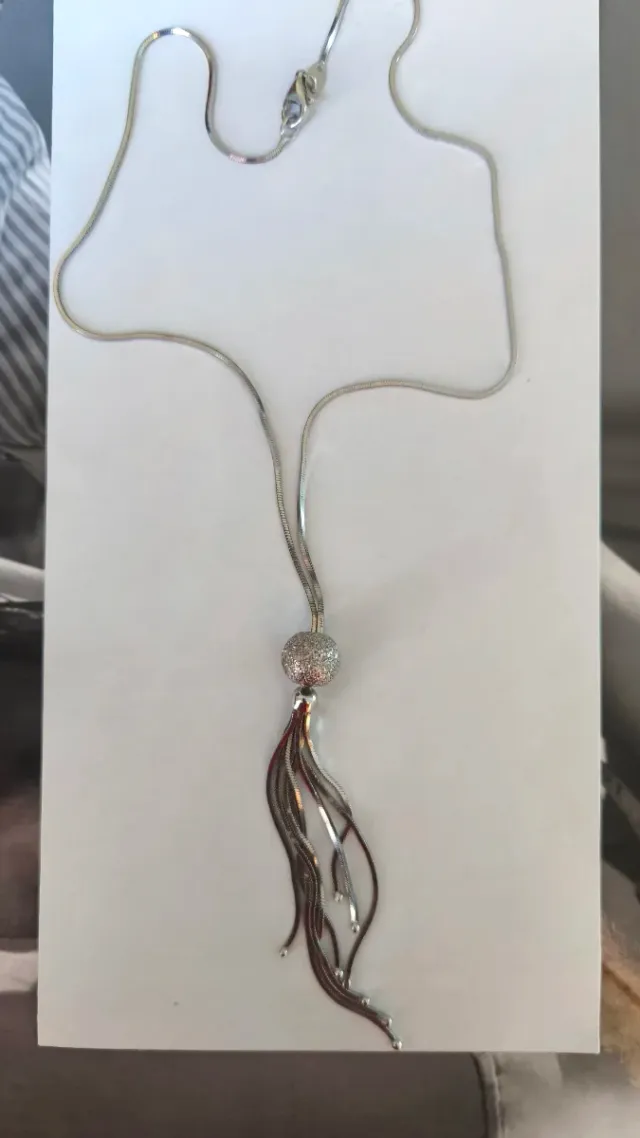 Collana vintage argento serpente sfera nappe