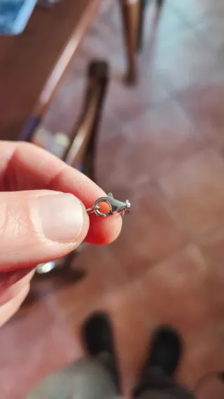 Collana vintage argento serpente sfera nappe