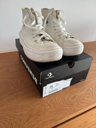 Converse All Star plataforma blancas T.38