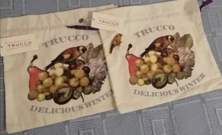2 Bolsas Algodón Trucco Frutas y Pájaros