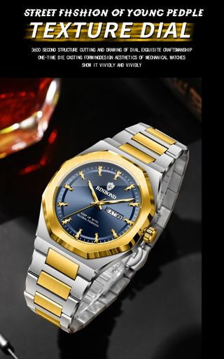 Reloj BINBOND Hombre Azul y Dorado