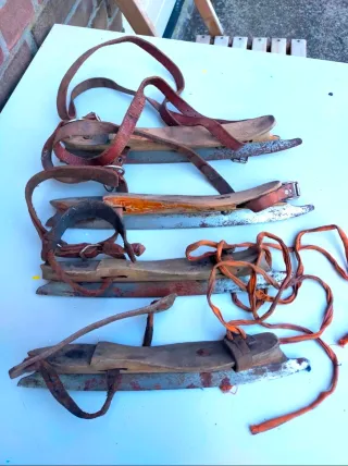 Lote 2 parejas patines hielo antiguos