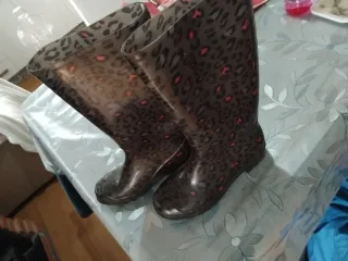Botas de agua goma estampado leopardo