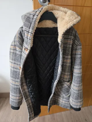 Abrigo niño cuadros forro acolchado T.13-14