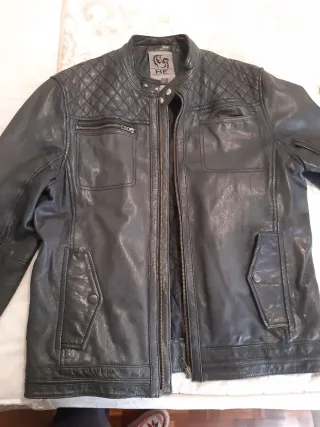 Cazadora Cuero Hombre Grafito