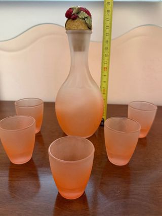 Bottiglia e 5 Bicchierini Vetro Satinato