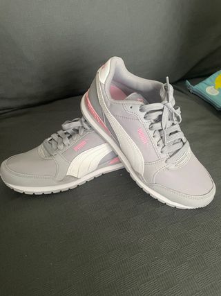 Zapatillas Puma Niña Gris y Rosa