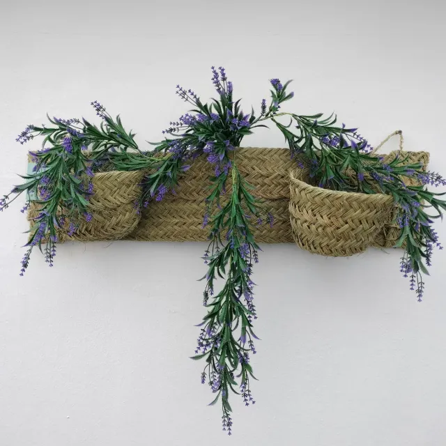 Macetero Doble Esparto Natural Estilo Boho