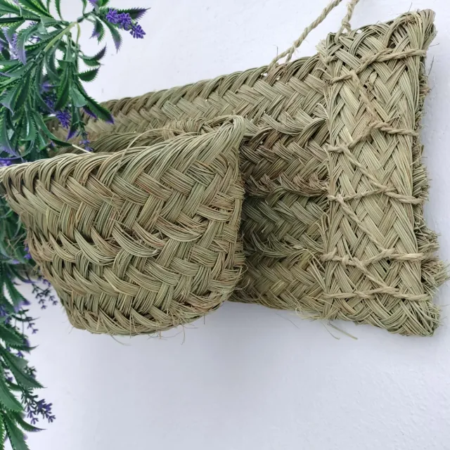 Macetero Doble Esparto Natural Estilo Boho