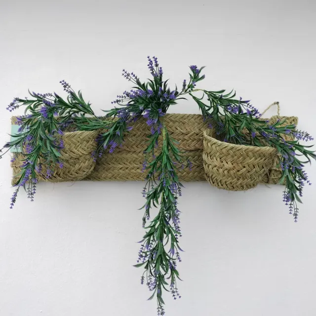 Macetero Doble Esparto Natural Estilo Boho