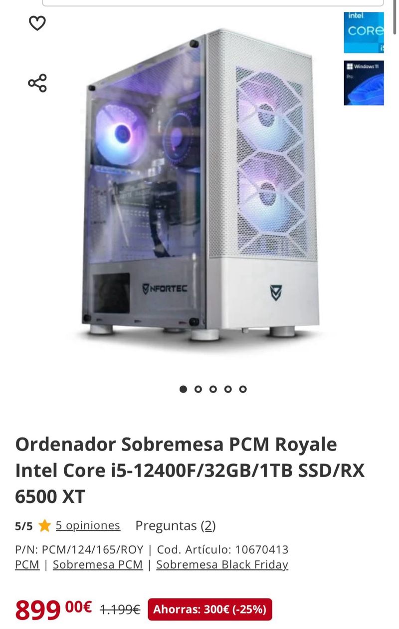 Ordenador Gamer MSI Blanco + 2 Monitores afbeelding 6