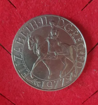 Moneda 25 peniques  Isabel II 1977