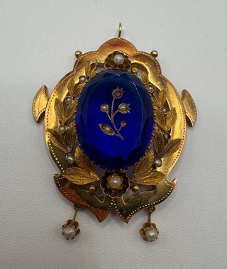 Colgante Oro 18kt Antiguo Azul