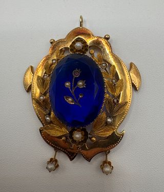 Colgante Oro 18kt Antiguo Azul