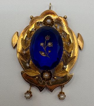 Colgante Oro 18kt Antiguo Azul
