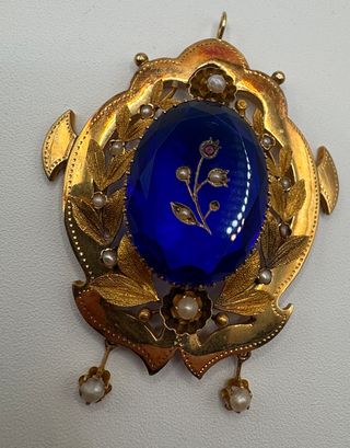 Colgante Oro 18kt Antiguo Azul