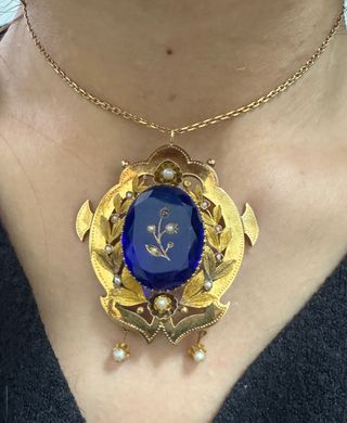 Colgante Oro 18kt Antiguo Azul