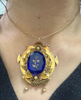 Colgante Oro 18kt Antiguo Azul